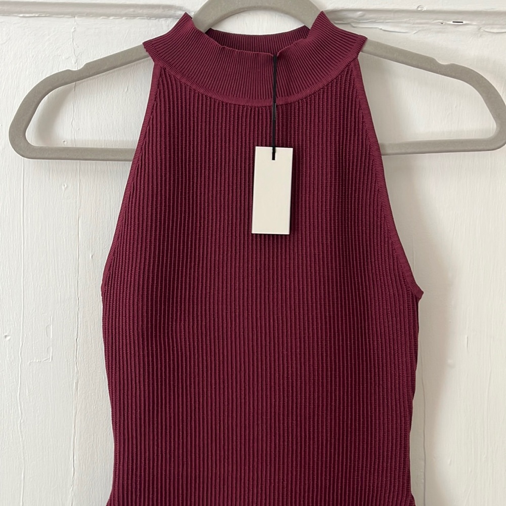 ARITZIA BABATON RIBBED SCULPT KNIT HALTER DRESS